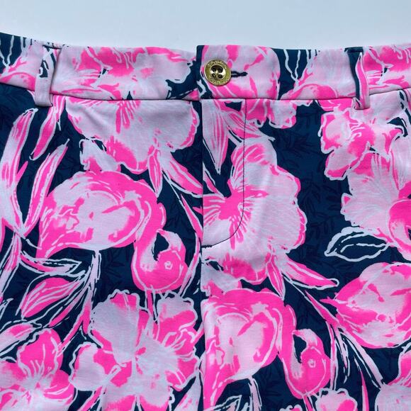 Lilly Pulitzer Callahan Knit Short Inky Navy Flamingle 5" Inseam Size 16 NEW - Picture 3 of 9